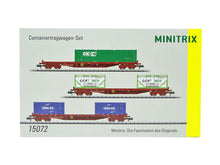 Laden Sie das Bild in den Galerie-Viewer, Güterwagen Containertragwagen Set SNCF, Minitrix N 15072 neu  OVP
