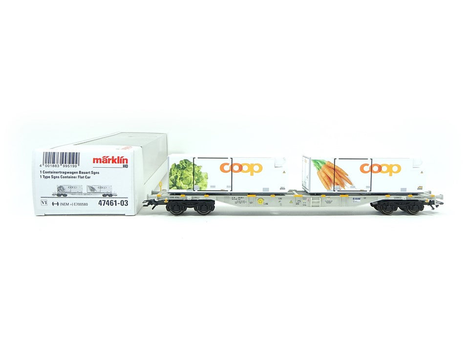 Märklin H0 47461 - 03, 1 Containertragwagen Coop, AEE, neu, OVP