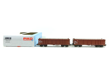 Laden Sie das Bild in den Galerie-Viewer, 2er Set Offene Güterwagen Eaos DB AG VI mit Holzladung,Piko H0 58235 neu OVP
