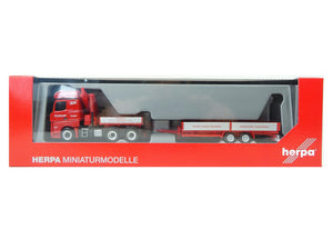 Tieflade Anhänger MB Arocs mit Ladekran, Ballastpritsche Scholpp, Herpa H0 313322 neu