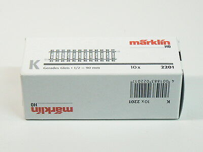 K-Gleis Gleise gerade 90mm, 10 x Märklin H0 2201 neu, OVP