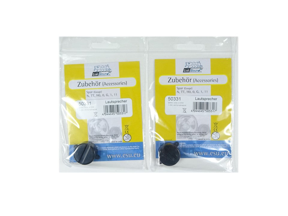 Modellbahn Lokomotiven Lautsprecher 20mm rund 4 Ohm, 2 x ESU 50331 neu OVP