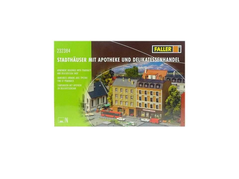Faller N 232384, Stadthäuser u. Apotheke u. Handel, neu, OVP
